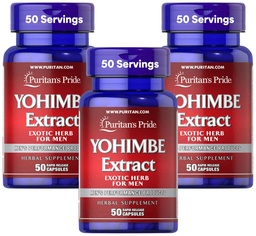 Puritan's Pride Yohimbe 1000 Mg, 50 Tel, plantaardige cellulose, Gelatine (verpakking van 3)