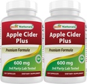Best Naturals Apple Cider Vinegar Plus 600 Mg 120 Capsules - Vinegar Capsules for Healthier Digestion, Cleanse Body Naturally (Pack of 2)
