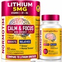 Calm & Focus Support – Lithium Ascorbate 5mg Fast-Dissolve Tablets with Vitamin C, B1 & B6 – Non-Drowsy Cognitive & Memory Support – Compare to Lithium Orotate – Made in USA – 60 Count