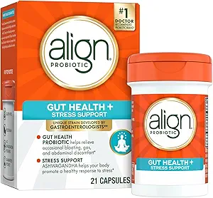 Uitlijnen Probiotica, Digestieve De-Stress, Probiotica voor vrouwen en mannen met Ashwagandha, Helpt met een gezonde reactie op stress, Glutenvrij, Sojavrij, Vegetarisch, 50 Gummies (pakket van 2)