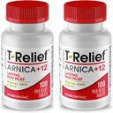 T-Relief Arnica +12 actifs naturels de soulagement pour la douleur du dos Douleurs musculaires articulaires et étourdissement, corps entier soulagement rapide d'action pour les femmes et les hommes - 100 comprimés (2 pack)
