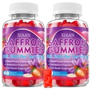 Saffron Supplements for Kids & Adults, 10 in 1 Saffron Gummies 88.5mg Saffron Extract with Ashwagandha, L-Theanine for Calm, Zzz, Antioxidant, Sugar-Free/Organic, Strawberry Flavor 120 Count
