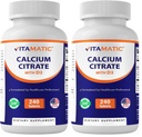 Vitamatic Calcium Citrate with Vitamin D3 – 240 Tablets – High Absorption Calcium Citrate with D3 – Non-GMO, Gluten-Free (Pack of 2)