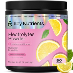 KEY NUTRIËNTEN Multivitamine Elektrolyten Poeder Geen Suiker - Fresh Pink Limonade Electrolyte Powder - Endurance & Energy Supplement - Hydration Powder - No Calories - 90 Servings - Made in USA