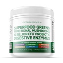 Optimal Human Superfood Greens Powder – 90+ Ingredient Blend with Lion’s Mane Supplement, Ashwagandha & Turmeric – Non-GMO, Soy-Free, Mushroom Supplements for Women - 6.28 oz