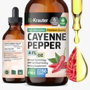BIO KRAUTER Cayenne Extrait de poivre liquide - Extrait pur de Capsaicin - gouttes de poivre liquide Cayenne pour le soutien digestif - sans sucre et alcool 4 Fl.Oz.