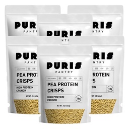 PURIS Pea Protein Crisps – Plant-Based Crunch | 18g Per Serving | Non-GMO Gluten-Free Soy-Free | No Sugar | Clean Label Inclusion for Snacks, Bars & Baking | Made in USA | Unflavored | 1 lb (6 Pack)