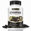 Ethiopian Black Seed Oil, Ethiopian Black Seed Oil Capsules, Contains Thyquinone, Pure Organic Cold Pressed Black Seed Oils Soft Capsules, Gluten Free, Non GMO, 90 Softgels
