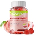 Collagen Gummies for Women - 300mg Collagen with Biotin, Vitamins C & E - Hair, Skin & Nails Supplement - Gluten Free, Vegetarian, Peach Flavor, 60 Gummies