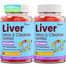 3000mg Liver Detox Repair & Cleanse Gummies | Milk Thistle 2000mg with Turmeric Dandelion Root & Artichoke for Liver Detox, Liver Support & Renew, Antioxidant, Gut, Skin - Fruit Flavor, 120 Gummies