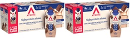 Atkins Milk Chocolate Delight Protein Shake, 15g Protein, Low Glycemic, 2g Net Carb, 1g Sugar, Keto Friendly, 12 Count (Pack of 2)