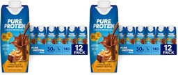 Pure Protein Complete Shake, Chocolate Peanut Butter, 30g High Protein-Drink, Less than 1g Sugar, 3g Fiber, Ready to Drink, Non GMO, On-the-Go Shakes, 11oz Bottles, (Pack of 24)