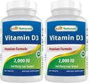 Best Naturals Vitamin D3 2000 IU – 300 Tablets – Made in USA, Non-GMO, Gluten Free, No Artificial Color, Flavor or Preservatives – Dietary Supplement. (Pack of 2)