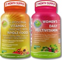 Antioxidant & Immunity Support Bundle - Liposomale vitamine C 1500mg met biologische Acerola Cherry & Camu Camu + Women's Daily Multivitamine met ijzer, Superfoods, Probiotica & Enzymes 