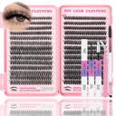 Lash Clusters Kit, 560 Pcs Eyelashes Clusters Kit 9-16mm Individual Lash Extension Kit D Curl Fluffy Wispy False Eyelashes (50D+60D New, Lash Clusters Kit)