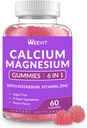 Suikervrije Calcium Gummies Supplement 600mg, Calcium Magnesium Zink Gummies met Vitamine D3 K2, Kalium, Hoge Absorptie CA Gummy voor Bot, Tanden & Spier