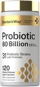 Doctor's Way Probiotic for Women and Men | 80 Billion CFU | 120 Capsules | 31 Strains with Prebiotic | Vegan, Non-GMO, Gluten Free Supplement
