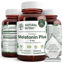 Natural Nutra Vegan Melatonin 5mg with Vitamin B6, Fast Dissolve, Melatonin with Calcium for Optimal Sleep, Promoting More Restful Sleep, Gluten Free, Non GMO, 100 Tablets