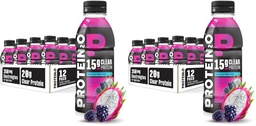 Protein2o Hydration Drink - 2-in-1 Liquid Clear Whey Protein Isolate and Electrolyte Drink - 15g Protein,Vitamins B5,B6 - Post-Workout Recovery - 16.9 Fl Oz - Dragon fruit Blackberry,(Pack of 24)