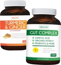Bespaar $11 (23% korting) - Gut Balance Bundle - Gut Complex met Caprylzuur voor Balanced Gut Health & Probiotic Support (120 Capsules) & Turmeric & Gember met 95% Curcuminoïden & Bioperine (90 Capsules)