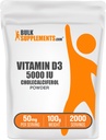 BulkSupplements.com Vitamine D3 Poeder - Cholecalciferol, 5000 IE - Glutenvrij, 50 mg (125 mcg vitamine D3) per portie, 100 g (3,5 oz) (verpakking van 1)