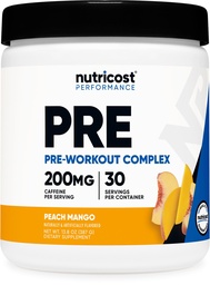 Nutricost Pre-Workout Complex Powder (30 Servings, Peach Mango) - Pre-Workout Supplement with Beta-Alanine, Taurine & Amino Acids