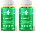 A Day Energy Daily Essentials Multivitamin, Energy Supplement to Support Mental Alertness and Immune Health with Vitamins A C, D, E, Zinc and Caffeine, 120 Count (Pack of 2)