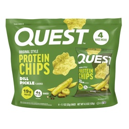 Quest Nutrition Dill Pickle Flavored Protein Chips, 19g Protein, 4g Net Carbs, Protein Snacks, Gluten Free, 4 Count