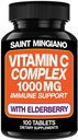 Vitamine C 1000mg met vlierbessensupplement - Dubbel De standaarddosering met 14 speciaal geformuleerde ingrediënten - 100 Capsule / 3 maanden . Levering