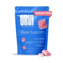 URVI® Brain Gummies – L-Tyrosine, Acetyl-L-Carnitine, Caffeine, L Methyl Folate (Quatrefolic® 5-MTHF), Vitamin B12 & Iodine – Boosts Energy & Focus – Sugar-Free – Strawberry Flavor – 60 Gummies