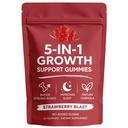 5 in 1 Growth Gummies, Growth Gummies with Vitamin D3 & K2, Calcium, Ashwagandha, Spirulina, for Bone Health & Daily Vitality Support, Strawberry Flavor, Non-GMO, 60 Gummies
