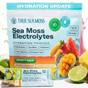 TrueSeaMoss Electrolytes Powder Concentrate Packets – Made in USA – 16 Stickpacks – Hydration Powder with Sea Moss and Potassium – No Sugar Drinks – Variety Pack