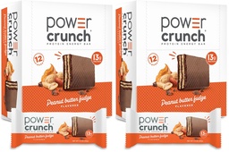 Power Crunch Protein Wafer Bars, High Protein Snacks with Delicious Taste, Peanut Butter Fudge, 1.4 Ounce (12 Count) (Pack of 2)