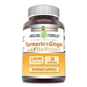 Verbazingwekkende Formules Kurkuma Curcumin & Gember met BioPerine Supplement 
