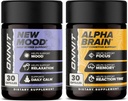 ONNIT Premium Alpha Hersenbundel - Nootrope Hersensupplement (30 tellingen) voor Focus, Concentratie & Geheugen + Nieuwe Mood Supplement voor Stress Relief, Slaap en Mood (30 telling)