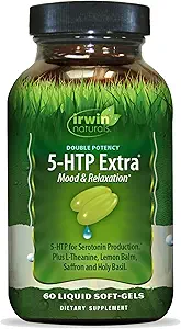 Irwin Naturals Double Potency 5-HTP Extra - 60 Liquid Soft-Gels, Pack of 3 - for Relaxation & Serotonine Production - 90 Total Servings