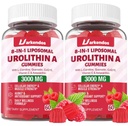 2 Pack 3000mg Liposome Urolitin A Gummies, 8 in 1 Recipe,Contains Coq10, Resveratrol, L-carnitine, Quercetin, VC, Axanthin, Supplement for Cell Support, Anti-Aging and Energy Promotion