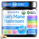 USDA Organic Lion’s Mane Mushroom Capsules 1200mg, 120 Count (60-Day Supply) - Natural Mushroom Supplement for Memory, Focus & Cognitive Support