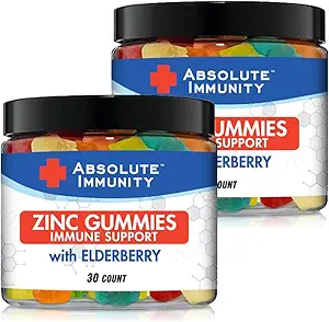 Absolute Immuniteit - ZINC en Vlierbessen Gummies - Immuun Systeem Gezondheid - Volwassenen en Kinderen 30ct. 2 Pack