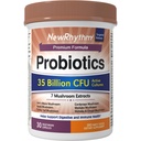 NewRhythm Probiotics 35 Billion CFU, Mushroom Probiotics Supplement for Women & Men, 7 Mushroom Extract, Turkey Tail, Reishi, Lion's Mane, Natural Prebiotics, Digestive & Immune, 30 Caps