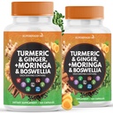 Supplément Turmeric Moringa de Ginger, Boswellia, Safran, Saint Basilic- Supplément de soutien conjoint pour les femmes et les hommes avec Ceylan Cinnamon, Quercetin, Tart Cherry- 240 comte