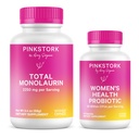 Pink Stork Total Monolaurin with Women's Health Probiotic for Gut Health, Digestion, Metabolism Support