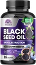 Black Seed Oil Capsules 1000mg met Thymochinon - Pure Nigella Sativa for Skin Health & Immune Support, 100% Blackseed Oil, Verbazingwekkende extractie boven koud geperste zwarte komijnzaad - 60 Softgels