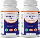 Vitamatic 2 Pack Vlaszaadolie 1200mg 120 van koud geperste vlaszaad - 675 mg ALA Omega 3 vetzuren ter verbetering van de gezondheid van het hart