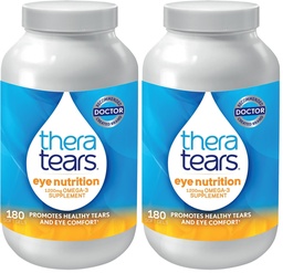 TheraTears Omega 3 Supplement for Eye Care,1200mg Fish Oil and Organic Flaxseed Oil with Vitamin E,180 Count (Pack of 2)