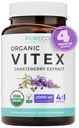 Organic Vitex Chasteberry Supplement for Women - High Strength Chaste Tree Berry Extract Supports Hormone Balance for Women from PMS to Menopause - Filler Free Vegan & Non-GMO (4 Month Supply)