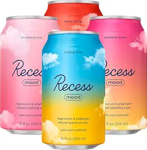 Recess Mood Magnesium & Adaptogen Drink, Relaxatie Drank, 12 Ounce (Paradise Sampler Variety Pack, 12 Pack)