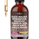 Black Walnut Wormwood Cleanse Drops - Liquid Soursop, Garlic, Pumpkin Seed, PAU D'Arco, Oil of Oregano, Turmeric, Berberine, Neem Extract, Hull Bark, Tincture - 2oz