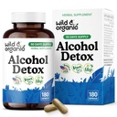 Wild & Organic Alcohol Detox Capsules - Liver & Kidney Support Formula - Anti Alcohol Supplement with Milk Thistle, Dandelion Root & Chanca Piedra - Vegan, No Fillers, Non-GMO - 180 Count
