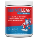 AminoLean x ICEE Pre Workout Powder, Amino Energy with Natural Caffeine from Green Tea, Vegan BCAA Amino Acids, Cherry, 30 Servings